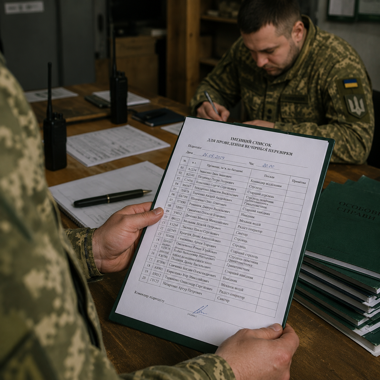 Журнал вечірньої перевірки ЗСУ: порядок ведення, вимоги
